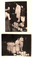 1952 A magyar női és férfi kardcsapat a Helsinki olimpián. 2 db fotó. Kovács Pál és Elek Ilona a képeken / 1952 The Hungarian male and female fencing team in the Helsinki Olympic games. 2 photos 12x10 cm