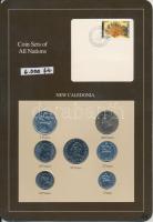 Új-Kaledónia 1985-1991. 1Fr - 100Fr 7xklf db, forgalmi szett felbélyegzett kartonlapon T:1 New Caledonia 1985-1991. 1 Franc - 100 Francs 7xdiff, coin set on cardboard with stamp C:UNC
