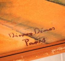 Diener jelzéssel: Utca részlet. Pasztell, papír, üvegezett keretben, 42×60 cm