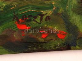 Koszta jelzéssel: Paraszt házak. Olaj, falemez, üvegezett keretben, 34×44 cm