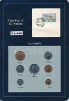 Mauritius 1978. 1c - 1R 7xklf db, forgalmi szett felbélyegzett kartonlapon T:1 Mauritius 1978. 1 Cent - 1 Rupee 7xdiff, coin set on cardboard with stamp C:UNC