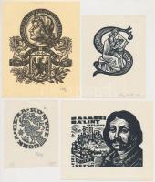 Fery Antal (1908-1944): 4 db ex libris, köztük Gorka Géza (1895-1971), Szíj Rezső (1915-2006), fametszet, jelzettek (az egyik csak a dúcon), különböző méretben