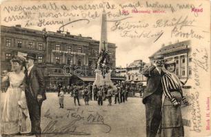 Arad, Szentháromság-szobor, Nagy Lajos szállodája a Fehér Kereszthez, 1848-1849 Múzeum, montázs / st...