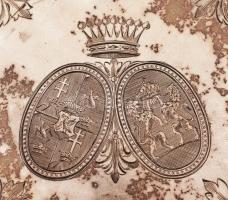 1884 Ezüst (Ag.) esküvői tálca, mesterjeggyel (Josef G. Klinkosch), jelzett (Bécs), nettó:1500 g, d:...