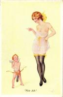 Hüte dich! / Erotic art postcard, Vierfarbendruck-Künstlerkarte 152/1410. artist signed (EK)