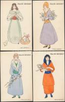 5 Húsvéti Levelezőlap Edvi Illés Panny eredetijei után; Magyar gyártmány művészlapok saját tokjában ...