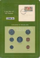 Szváziföld 1979-1982. 1c - 1L 7xklf db, forgalmi szett felbélyegzett kartonlapon T:1 Swaziland 1979-1982. 1 Cent - 1 Lilangeni 7xdiff, coin set on cardboard with stamp C:UNC