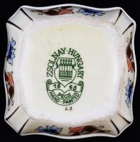 Zsolnay búzavirágmintás kis ékszertartó dobozka, hibátlan, jelzett, 8x8x4,5 cm