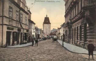 Pelhrimov, Palackeho ulice. Nakl. Fr. Korinek / Palacky Street, shops