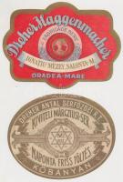2 db sörcímke: Dreher Haggenmacher Nagyvárad, Mezey Ignác töltése, Nagyszalonta; Dreher Antal serfőzdéi Rt. Kőbánya, kiviteli márciusi sör