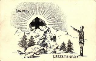 1940 Boldog Új Esztendőt, Magyar Nyilaskeresztes Párt propaganda lapja / New Year, Hungarian Arrow Cross Party propaganda card (EK)