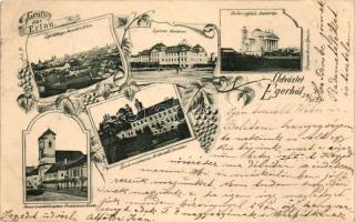 1898 Eger, Líceum, Székesegyház, Érseki rezidencia, Ferenc rendi templom, floral, Art Nouveau (kis szakadás / small tear)