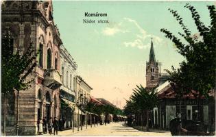 Komárom, Komárno; Nádor utca, Székelyi Károly üzlete, kiadja Spitzer Sándor / street, shop (EK)