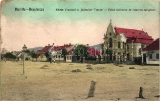 Beszterce, Bistrita; Felső külváros és Izraelita templom, zsinagóga / upper city, synagouge (kis szakadás / small tear)