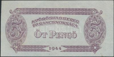 1944. 5P "A Vörös Hadsereg Parancsnoksága" előoldali alapnyomat függőleges, hátlapi vízszi...