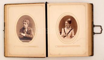 cca 1880 Nemes és főúri családok fényképeit tartalmazó fotóalbum. 113 fotó a Thiel, Deák, Lónyai, Bá...