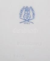 Herendi zöld virágmintás porcelán leveses tál, jelzett, hibátlan, d: 26 cm