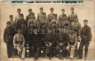 1918 'Chinoin' magán tűzoltótestület tisztjei és legénysége, készítette 'Faragó' fényképészeti műterme Újpest / Officers and crew of the private firefighter unit 'Chinoin', photo (EB)