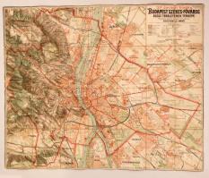 cca 1900 Budapest Székesfőváros belterületének térképe. Kogutowitz Manó. Vászonra kasírozva. / Large map of Budapest on canvas. 90x73 cm