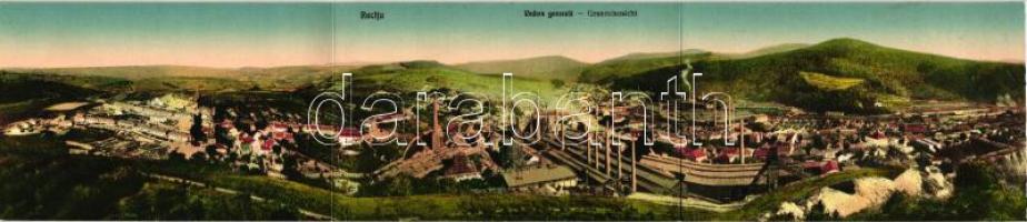 Resicabánya, Recita, Resica; gyár, három-lapos panorámalap / factory, three-tiled panoramacard