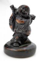 Nevető Buddha, zsírkő figura, m: 9,5 cm