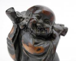 Nevető Buddha, zsírkő figura, m: 9,5 cm
