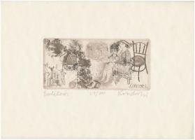 Kondor Lajos (1926-2006): Emlékezés. Rézkarc, papír, jelzett,  7,5×16 cm