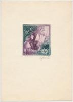 Egresi Zsuzsa (1954-): Portré festő. Színes rézkarc, papír, jelzett, 6,5×6 cm