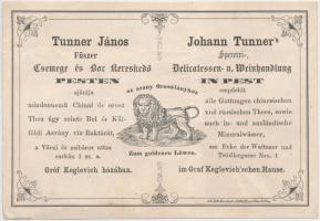 cca 1863-1870 Tunner János pesti fűszerkereskedő reklámja magyar és német nyelven