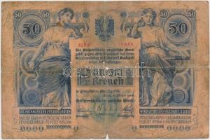 1902. 50K felülbélyegzés nélkül T:III-,IV 
Adamo K23