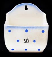 Gránit fali sótartó, hiányzó tetővel, jelzett, 16x10x15 cm