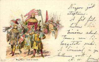 3 db RÉGI motívumlap, Ezredéves Országos Kiállítás sorozata / 3 old motive cards from the Millenium ...