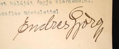 1931 Endresz György és Magyar Sándor a Justice for Hungary magyar oceánrepülői által aláírt levelező...