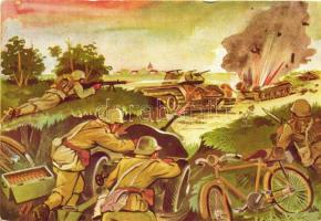 Pardi József tizedes, páncéltörő-ágyús parancsnok, kerékpárosok / WWII Hungarian military, tank (EK)