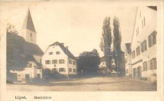 Ligist, Marktplatz. Bromsilberkarte 1657. Josef Puchas / market place, shops