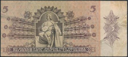 1939. 5P hamis adópengő bélyeggel és hamis "Debreceni Fiókintézet MNB" bélyegzéssel (fake ...