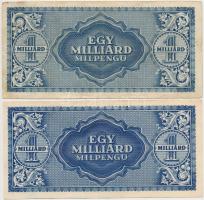 1946. 1.000.000.000MP (2x) hamis "Revíziónál igazolásul felhasználva M.N.B." és "Hajd...