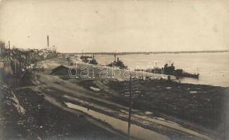Unknown town, probably Austro-Hungarian battle ships at the port, photo