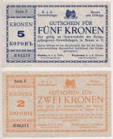 Ausztria / Brunn am Gebirge / hadifogolytábor ~1918. 2K + 5K T:I- Austria / Brunn am Gebirge / POW camp ~1918. 2 Kronen + 5 Kornen C:AU