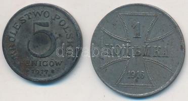 Vegyes: Német Birodalom / Keleti Főparancsnokság 1916A 1k Fe + Lengyelország / Német megszállás 1917FF 5f Fe T:2,2- Mixed: German Empire / German Military Commander of the East 1916A 1 Kopek Fe + Poland / German occupation 1917FF 5 Fenigow Fe C:XF,VF