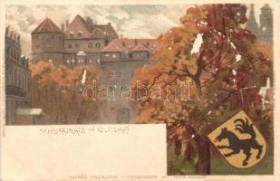 Stuttgart, Schlossplatz / castle square, Freytag's Kunstblatter in Postkartenform No. 1. litho s: G.A. Closs