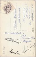 1949 Az MTK focistáinak (Hidegkuti, Lantos, Kovács, Börzsei) aláírása Szliácsról küldött levelezőlapon