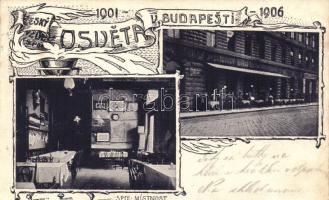 1901-1906 Budapest, Cesky vzdel. spol. Osveta v. Budapesti / Cseh kulturális társaság klubhelyisége. Art Nouveau évfordulós képeslapja (EK)