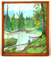 Erdélyi jelzéssel: Erdőirtás. Tempera, karton, üvegezett keretben, 50×42 cm