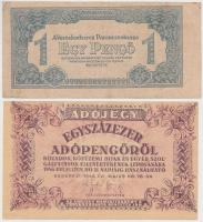 1944. 1P "A Vörös Hadsereg Parancsnoksága" elcsúszott nyomat + 1946. 100.000AP vágáshibás T:III,II-