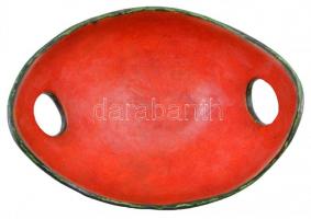 Fekete-piros kerámia kosár, jelzés nélkül, hibátlan, 22x16x11 cm