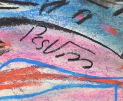 PcsvM jelzéssel: Portré. pasztell, papír, 43×31 cm