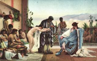 Der Sklavenhandler / Erotic nude art postcard s: Viktor Giraud