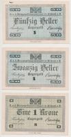 Ausztria / Aschach hadifogolytábor 1914-1918. 20h + 50h + 1K T:I,I- Austria / Aschach POW camp 1914-1918. 20 Heller + 50 Heller + 1 Krone C:UNC,AU