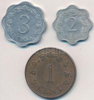 Málta 1972. 2m Al + 3m Al + 1c Br T:2,2- Malta 1972. 2 Mils Al + 3 Mils Al + 1 Cent Br C:XF,VF